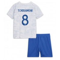 Fotballdrakt Barn Frankrike Aurelien Tchouameni #8 Bortedraktsett VM 2022 Kortermet (+ Korte bukser)